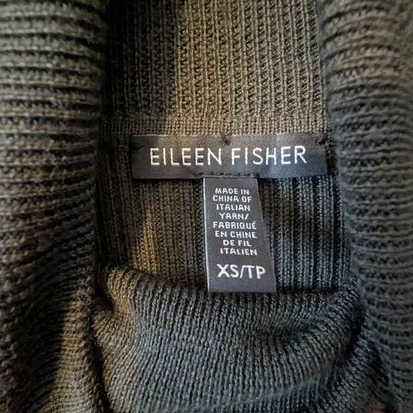 Eileen Fisher Olive Green Turtleneck Ribbed Dress - XS - Picture 6 of 6